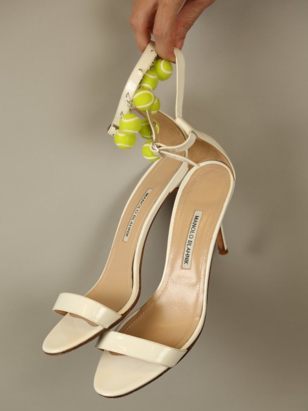 Manolo Blahnik (Tennis) White Patent Leather Sandals - Picture 5 of 16